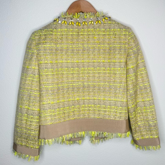 Giambattista Valli Jacket Bouclé Tweed Silk lined Embellished Yellow evening - Picture 8 of 13